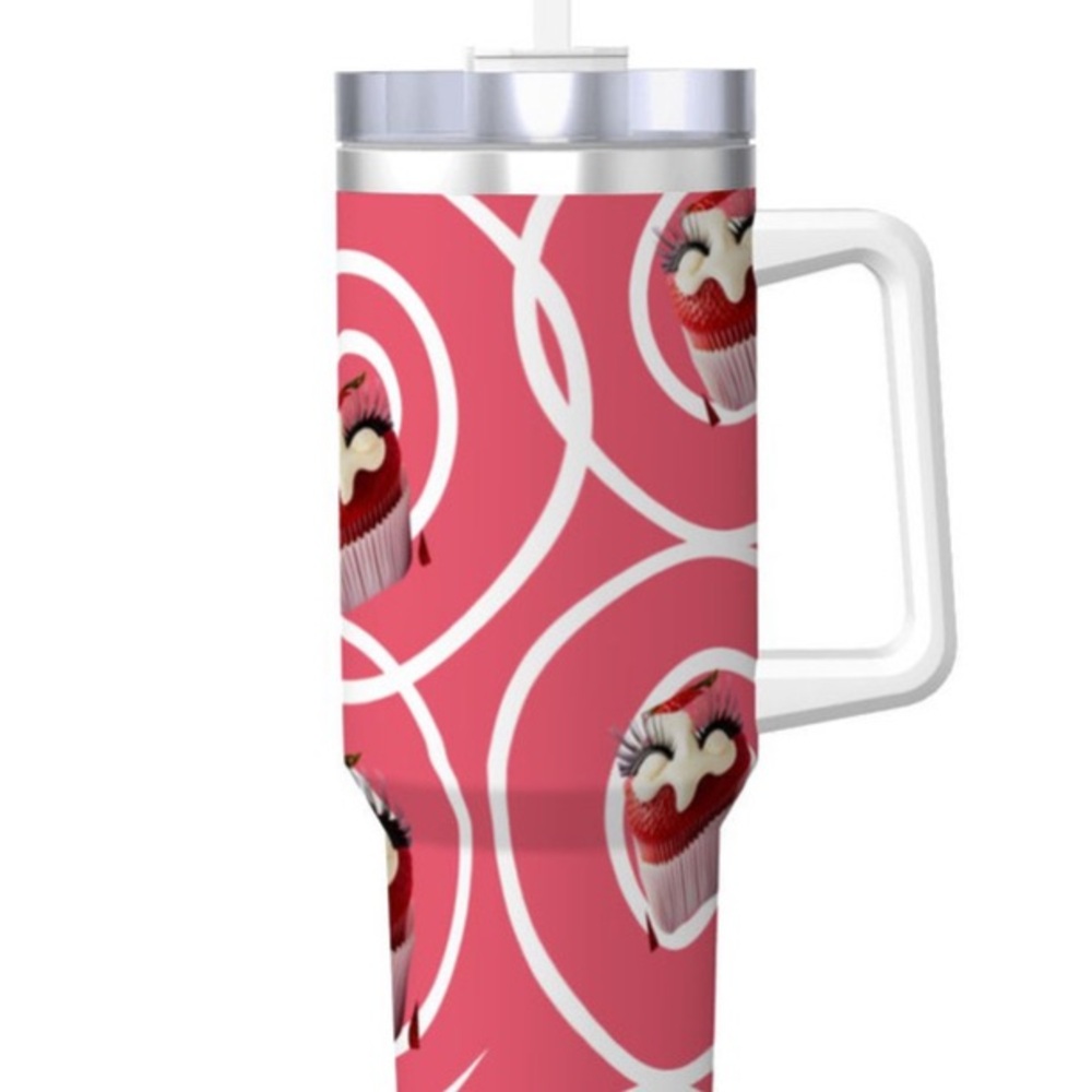 Pink Cup with Cupcake Pattern